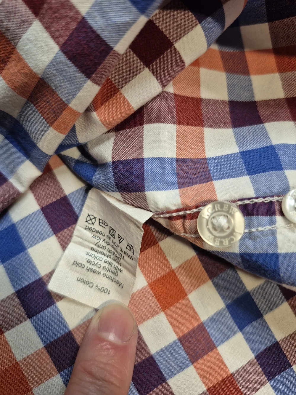 J. Crew Blue, Red & White Short-Sleeve Check 1/4 Button-Down Shirt 4338/6